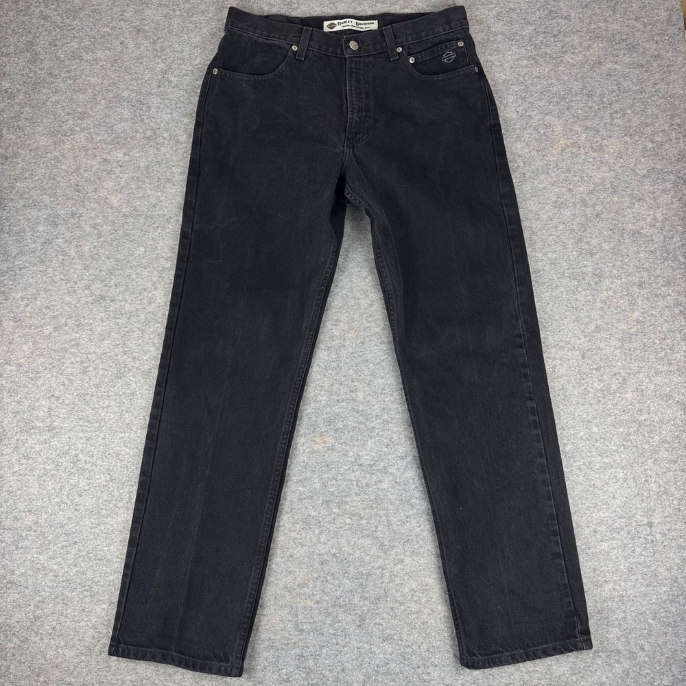 Vintage Y2K Harley Davidson Black Stonewash Riding Jeans Traditional Fit Mens 34